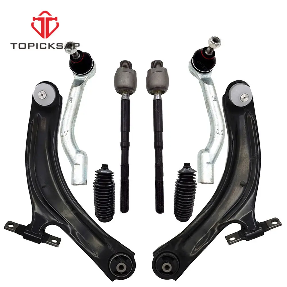 TOPICKSAP Front Lower Control Arm Ball Joint Assembly Tie Rod Link Boots 8pcs Kits for Nissan Rogue 2008 - 2013 54501JG000