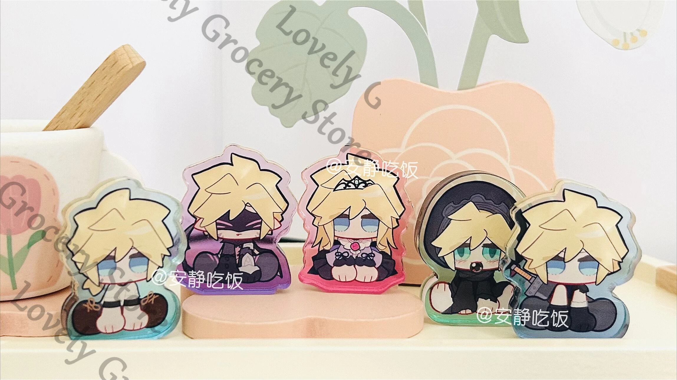 

Anime Cloud Strife Sephiroth Cosplay Cartoon Badge Acrylic Brick Emblem Brooch Widget Accessories Pendants Standing Sign Gift