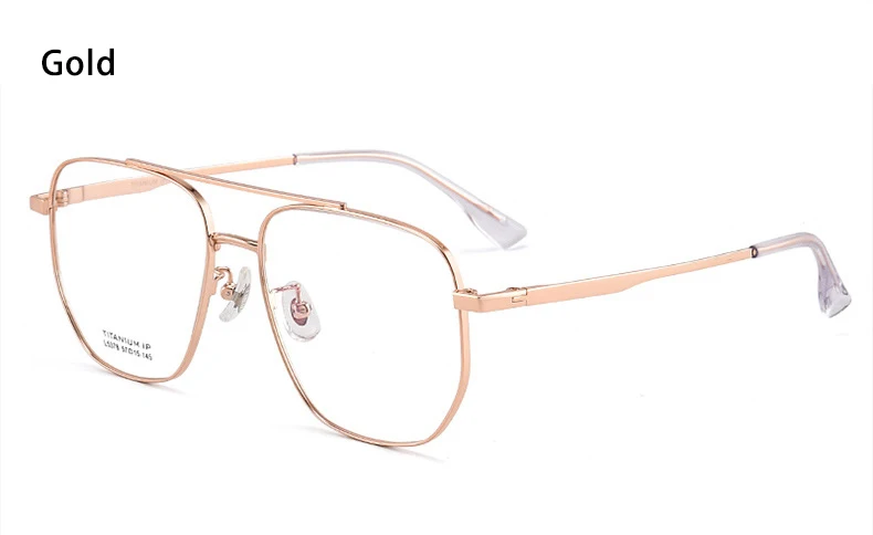 Große Größe reine Titan Brillen ultraleichte Mode Retro Pilot Doppelbrücke Brille optische Rezept Rahmen Mann Frau – Detail 10