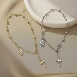 Christian Fashion Cross Bracelet Jewelry Dainty Beads Bracelet for Women Adjustable Wrist Bracelets Hand Chain