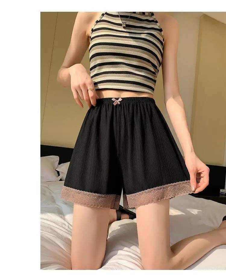 Summer Zipper Crotch Sexy Ice Silk Underwears Shorts Plus Size Safty Short Pants Bottoms