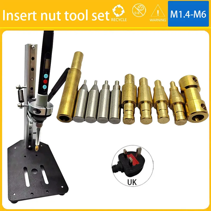 M1.4 M1.6 M2 M3 M4 M5 M6 Press Heat Set Insert Tool Soldering Iron Tip of 3D Printing Parts Thread Insert Tool Embedded Nut Kit