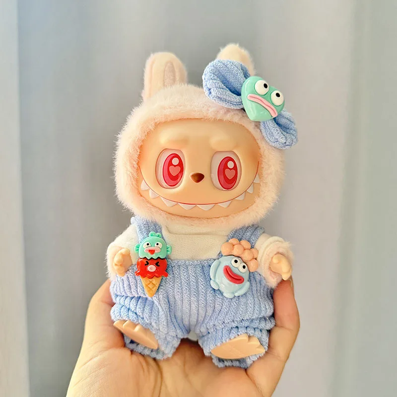 17cm lindo Mini ropa de muñeca de peluche accesorios de atuendo para Corea Kpop Exo Labubu II Idol muñecas falda monos traje ropa DIY