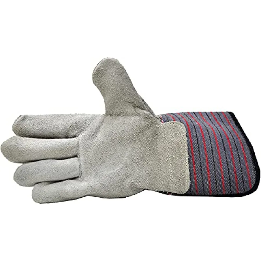 

5025L-5 Premium Suede Leather Work Gloves with Rubberized, 5 Pair Pack