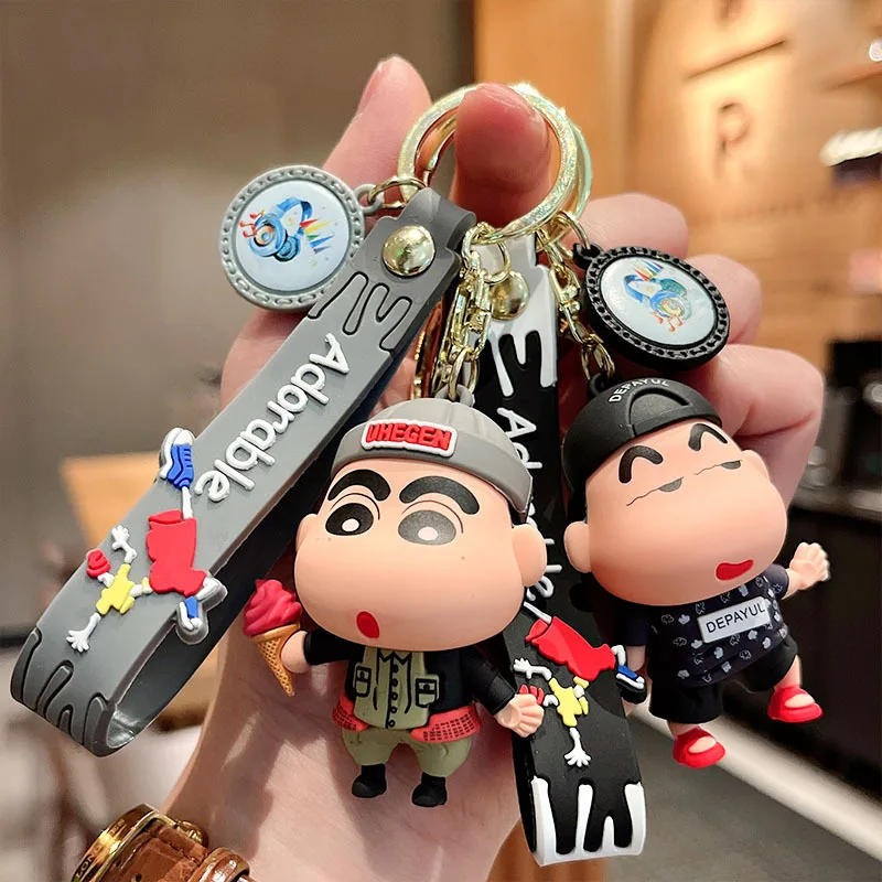 Kawaii Crayon Shin chan Ice Cream Keychain Cartoon Doll Car Key Pendant Couple Backpack Pendant Toy Gift