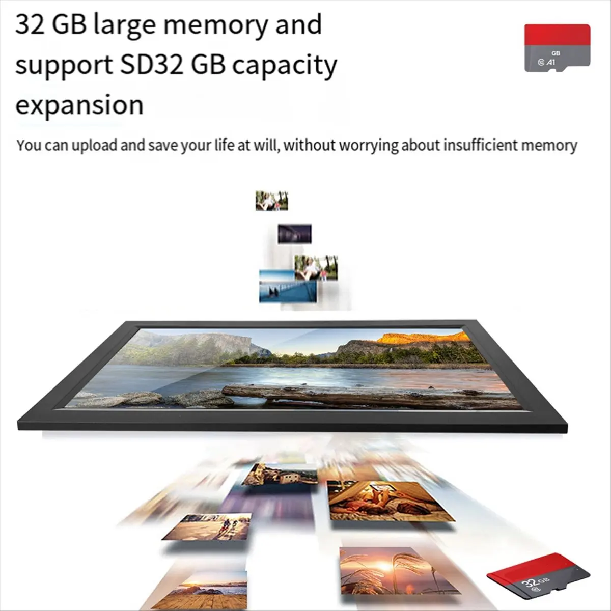 AABFK Frameo إطار صور رقمي إلكتروني 15.6 بوصة 1920x1080 IPS FHD شاشة لمس 32 جيجابايت تخزين تلقائي مع قابس أمريكي أسود