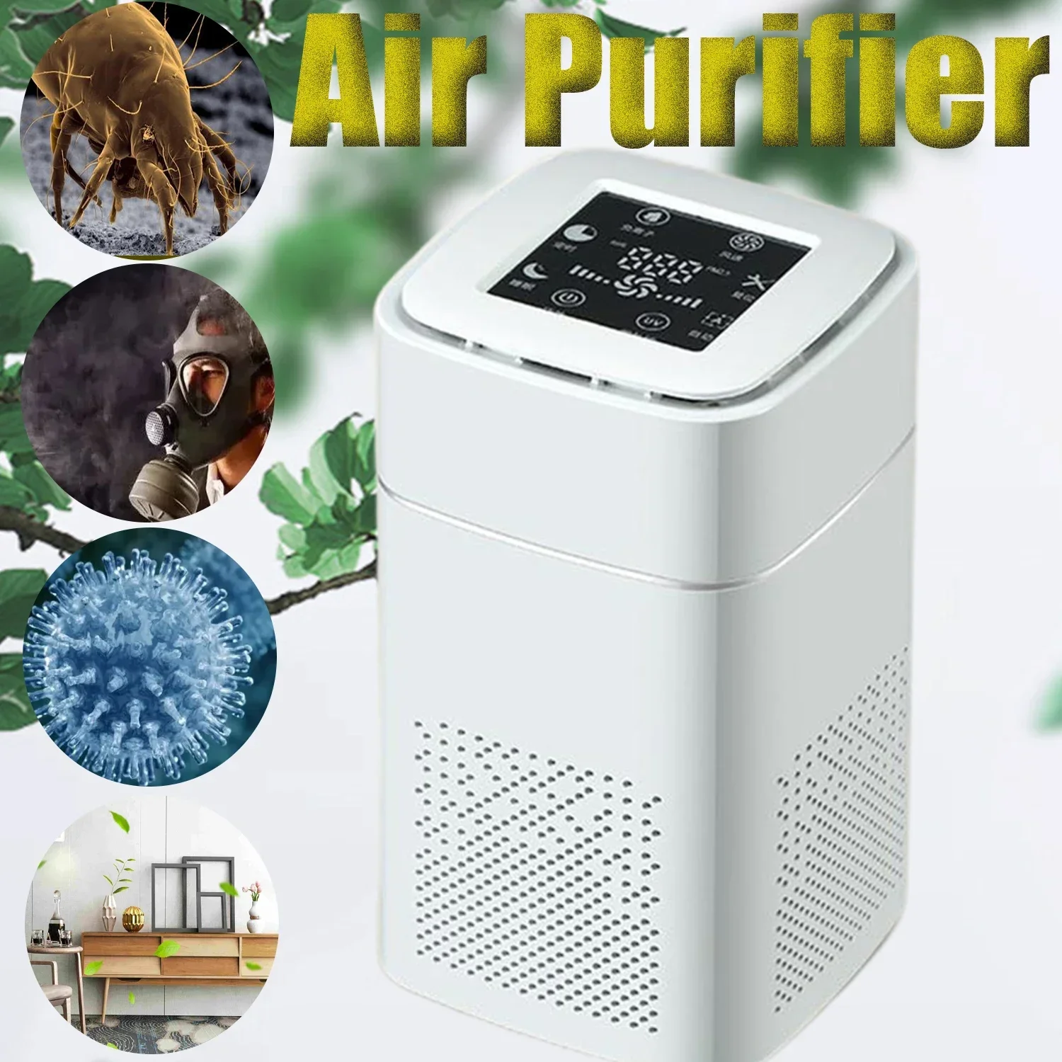 Air Purifier HEPA Negative Ions Generator Harmful PM2.5 Smoke Formaldehyde Gas Remover Eliminator for Bedroom with Night Light