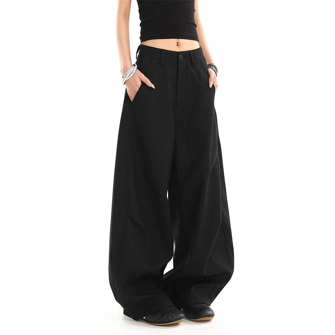 

Women Loose Casual Pants 2025 New High Waist Wide Legs Trousers Fashion Versatile Female Suit Straight Pants