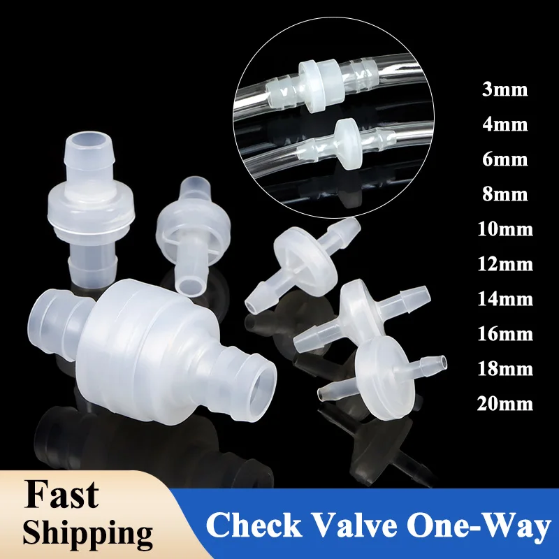 3-20mm One Way Valve PP Check Valve Non-Return for Fish Tank Aquarium Check Valve Ozone Resistance Liquid Water Fluid Stopper