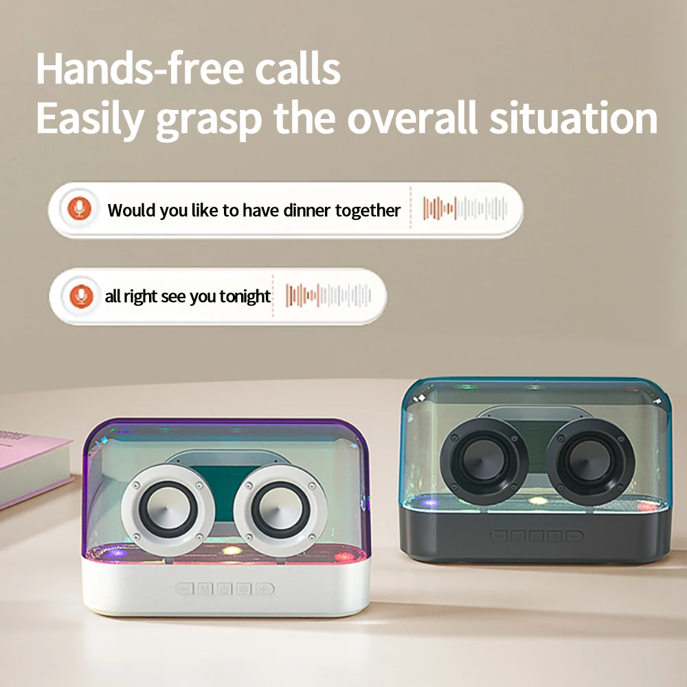 Lewinner K9 Bluetooth Speakers Wireless Transparent Portable Sounds Box High Quality AUX FM Radio Support Record TF Card Play