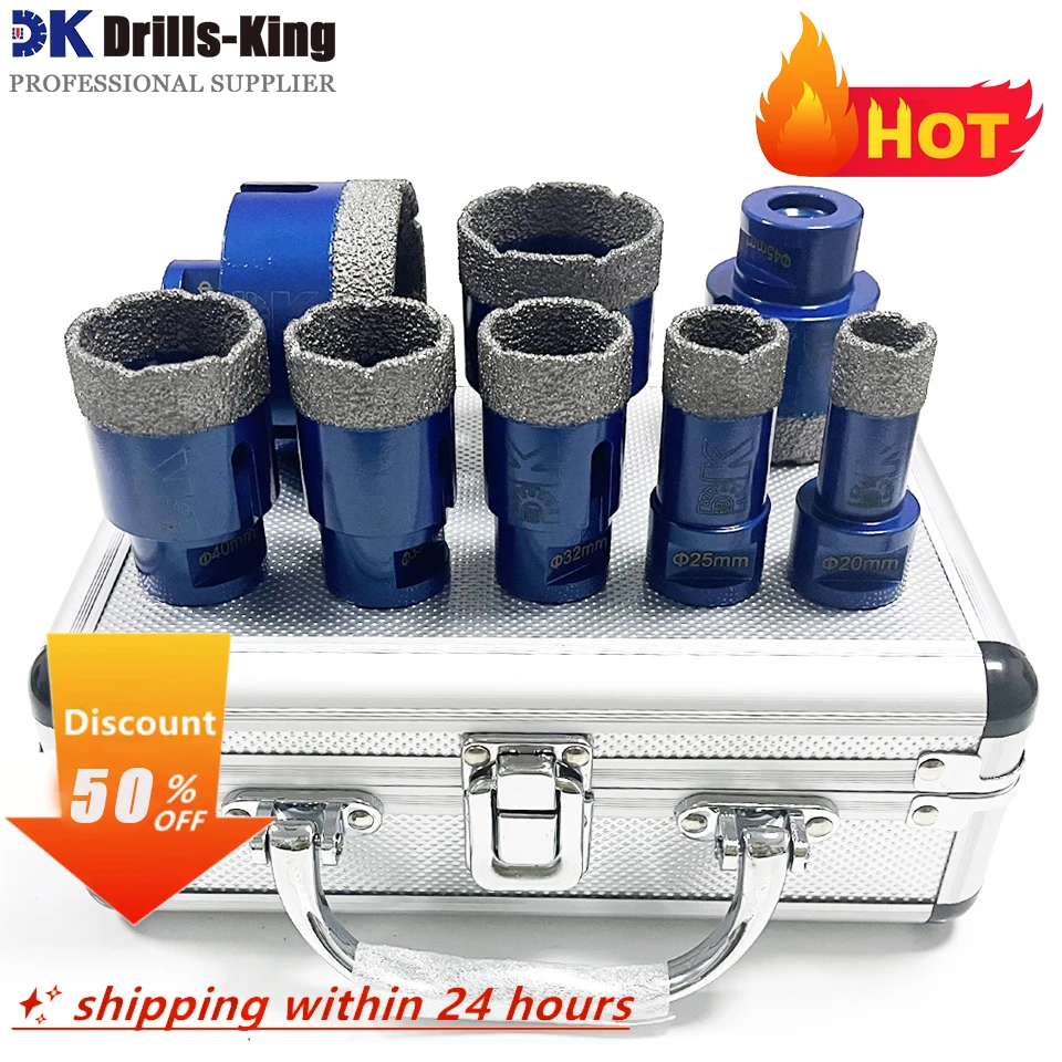 M14 Vacuum Brazed Glass Ceramics Porcelain Ceramic Tile Marble Diamond Hole Saw Cutting Bit Dry Diamond Core Drill Bit Set