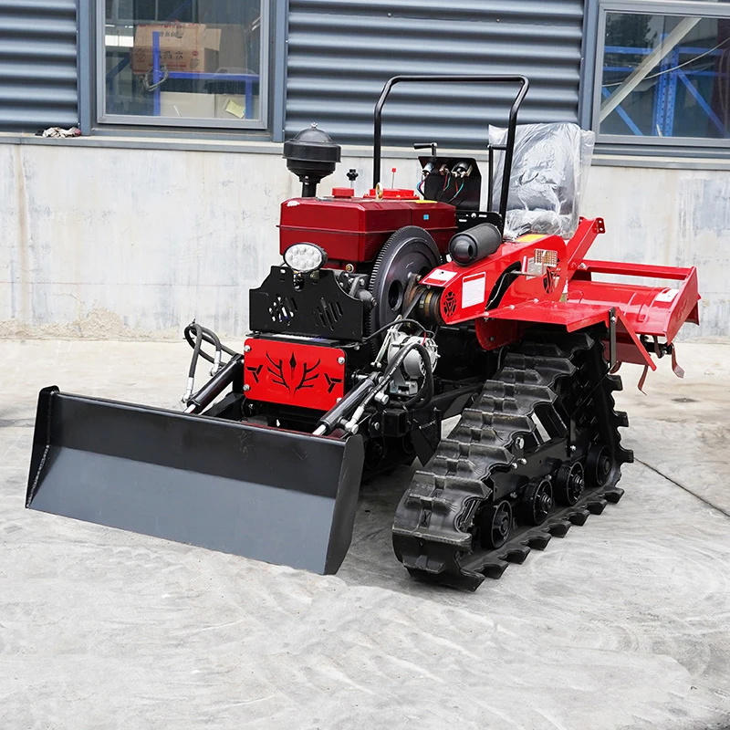 Wholesale China 20hp 22hp 26hp 28hp Rubber Tracking Rotovator Rotary Tiller Mini Cultivators Universal Crawler Tractors