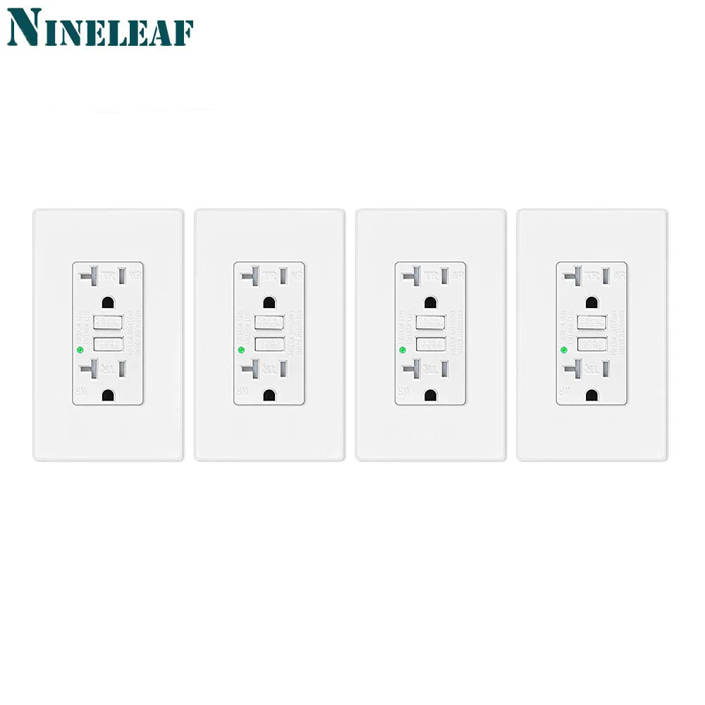 4 Pack 20 Amp GFCI Outlet Self-Test Dual Receptacle Tamper Resistant and Weather Resistant with LED Indicator Socket