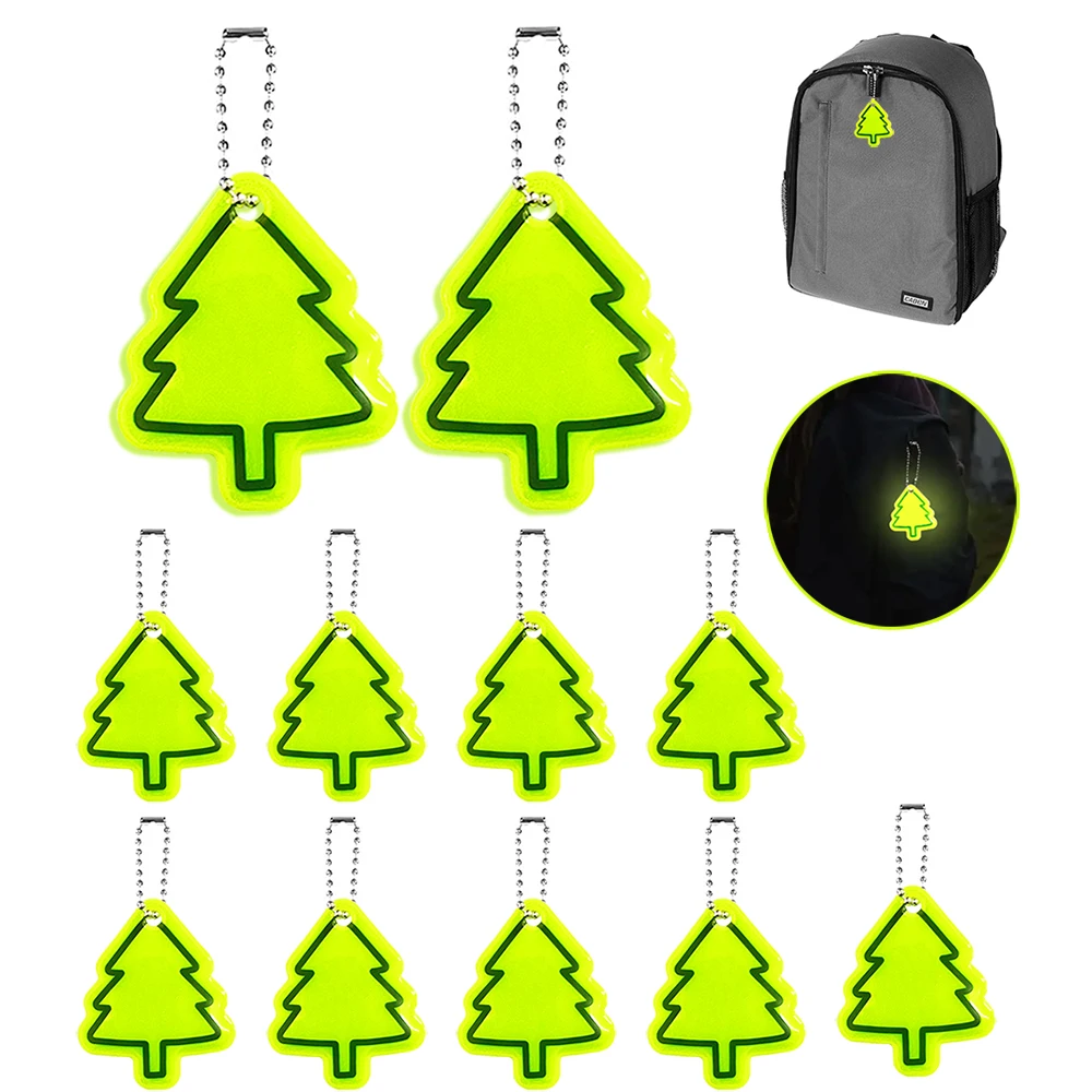 10 Uds llavero reflectante de moda colgante en forma de árbol noche correr al aire libre colgante reflectante decoración de mochila