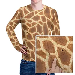 Giraffe Print T Shirt Brown Animal Male Cool T-Shirts Spring Printed Tees Long Sleeve Kawaii Oversized Gift
