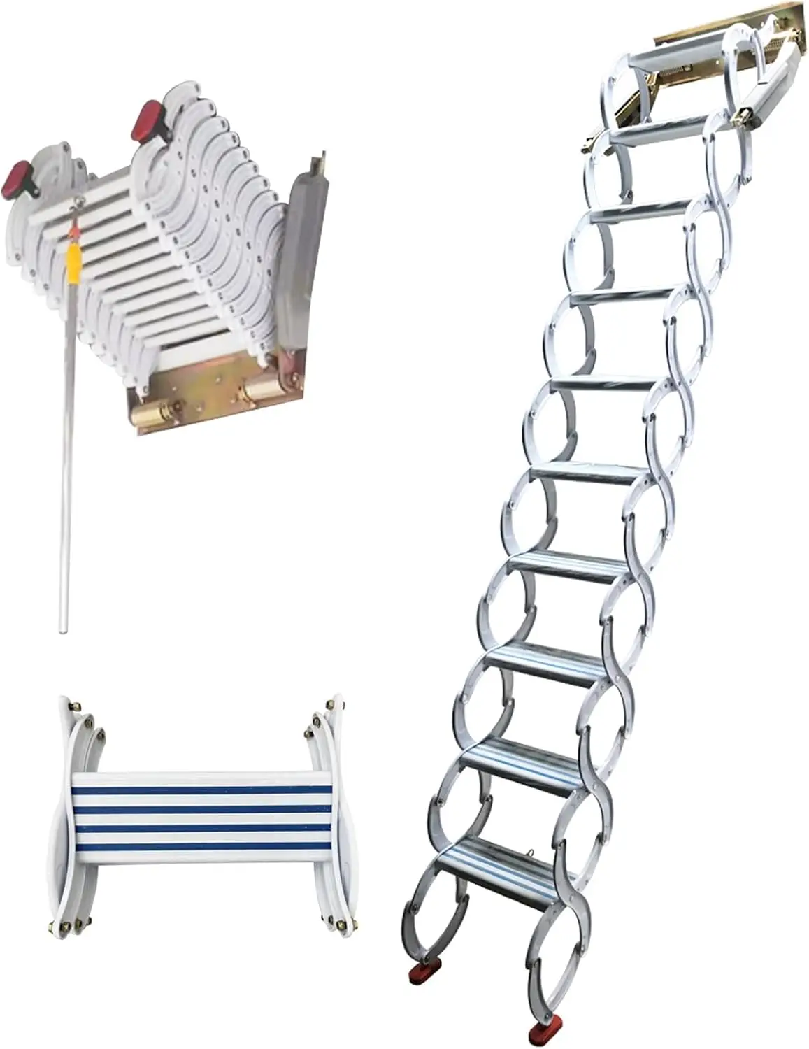 

Wall-Mounted Attic Ladder, Loft Wall Folding Ladder,12 Pedals Loft Scissor Stairs, 21.2X5.5In, Max 9.8Ft Height Extension Fold