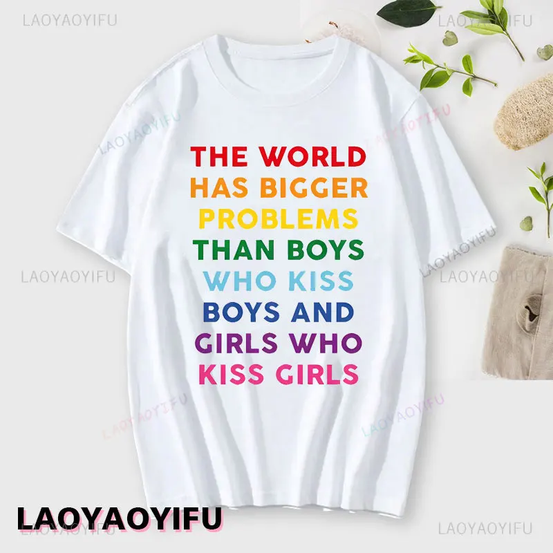 

Funny Bigger Problems T-Shirts For Men Pride Gay Lesbian Bisexual Tops Rainbow LGBT LGBTQ Tee Shirt cotton Short-sleev T Shirts