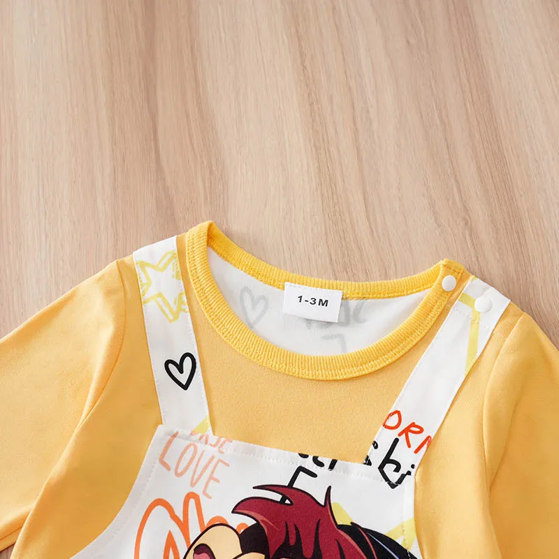 الوليد بيبي بوي ملابس طويلة الأكمام 0-18 أشهر قطعة واحدة الأقواس موضة البرتقال الأسد طباعة الطفل منامة الرضع بذلة غير رسمية #3