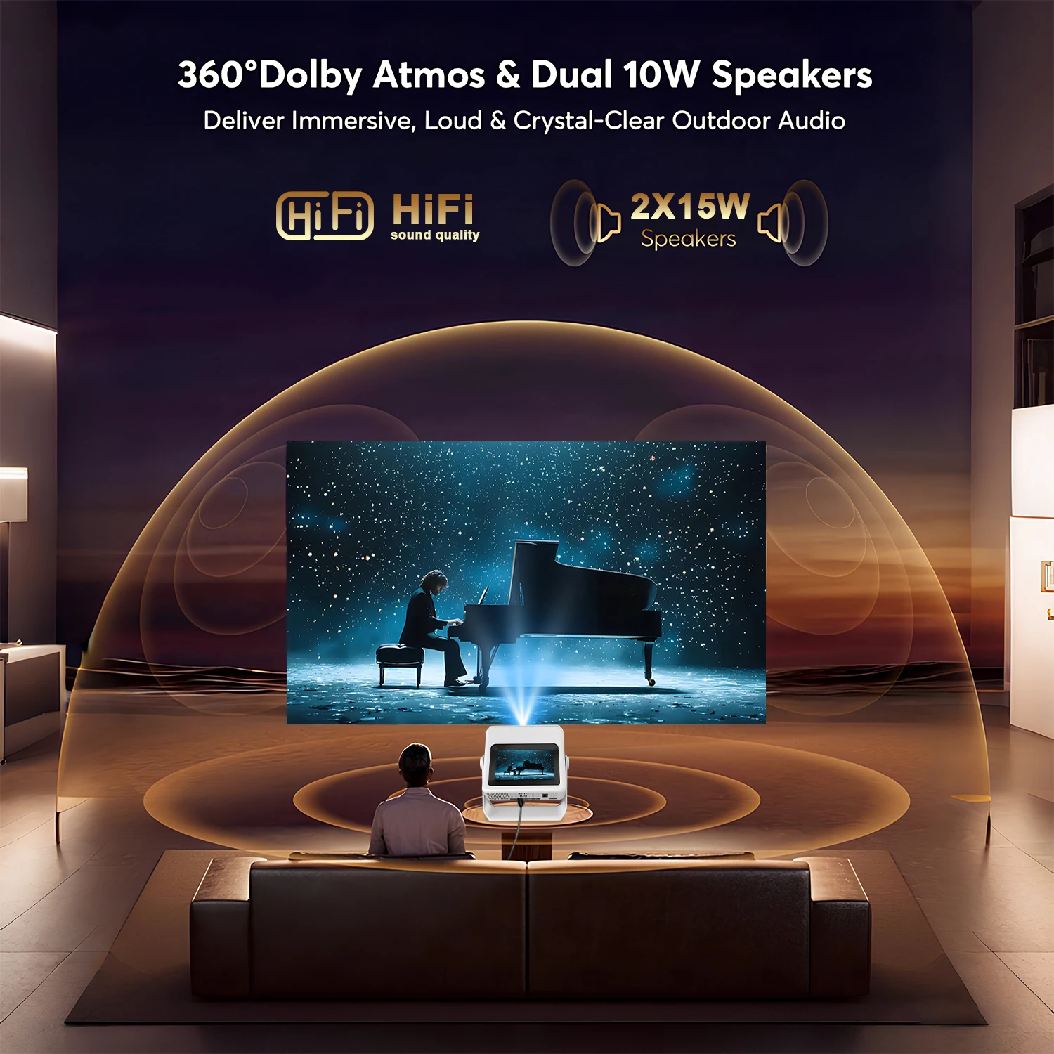 

Dual Use Surfing Projector 180° Rotate Touch Control Audio Port Classic Exterior Package