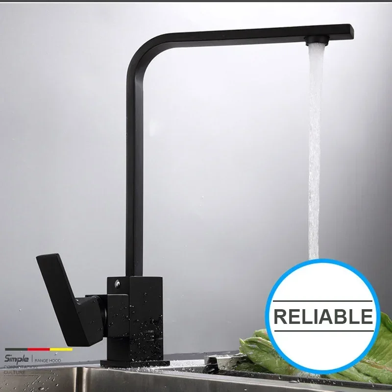 Hot and cold Pure Water Sinks Deck Mounted Mixer Tap Kitchen Faucet 360 Rotation Drinking Water Single Hole Black
