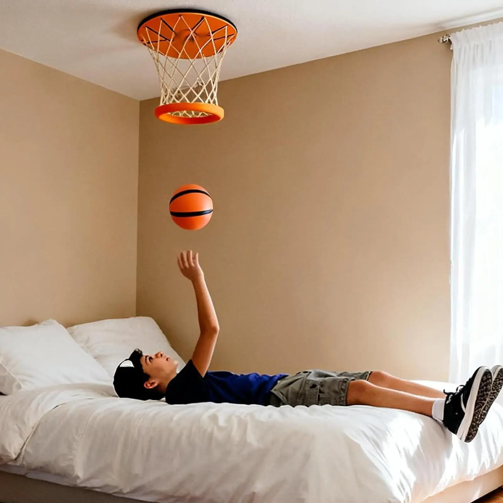 Foldable Hanging Indoor Basketball Hoop Space Saving Design With Net & Ball Fun Sports Game For Home, Bedroom, Living Room