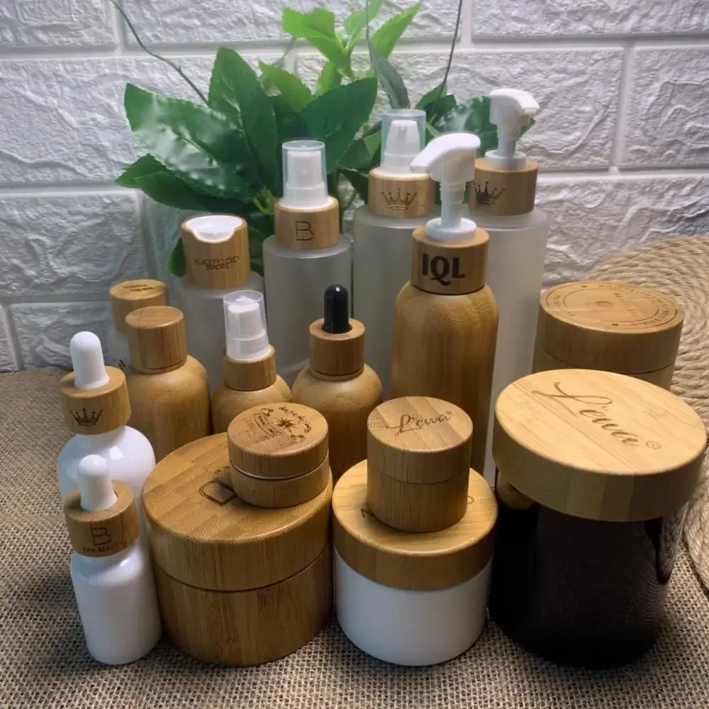 

Refillable Recycled Lip Balm Hair Serum Cosmetic Jar Bamboo Aluminum Bamboo Container With Inner Aluminum, Eye Cream Bamboo Jar