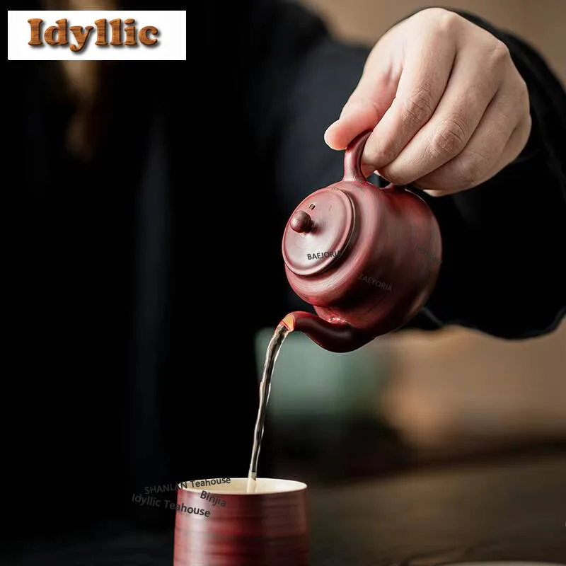 HOYIHM 100ml Japanese Fenyin Yin Hawthorn Red Teapot Boutique Gourd Small Pot Household Tea Maker Kettle With Filter Teaset Gift