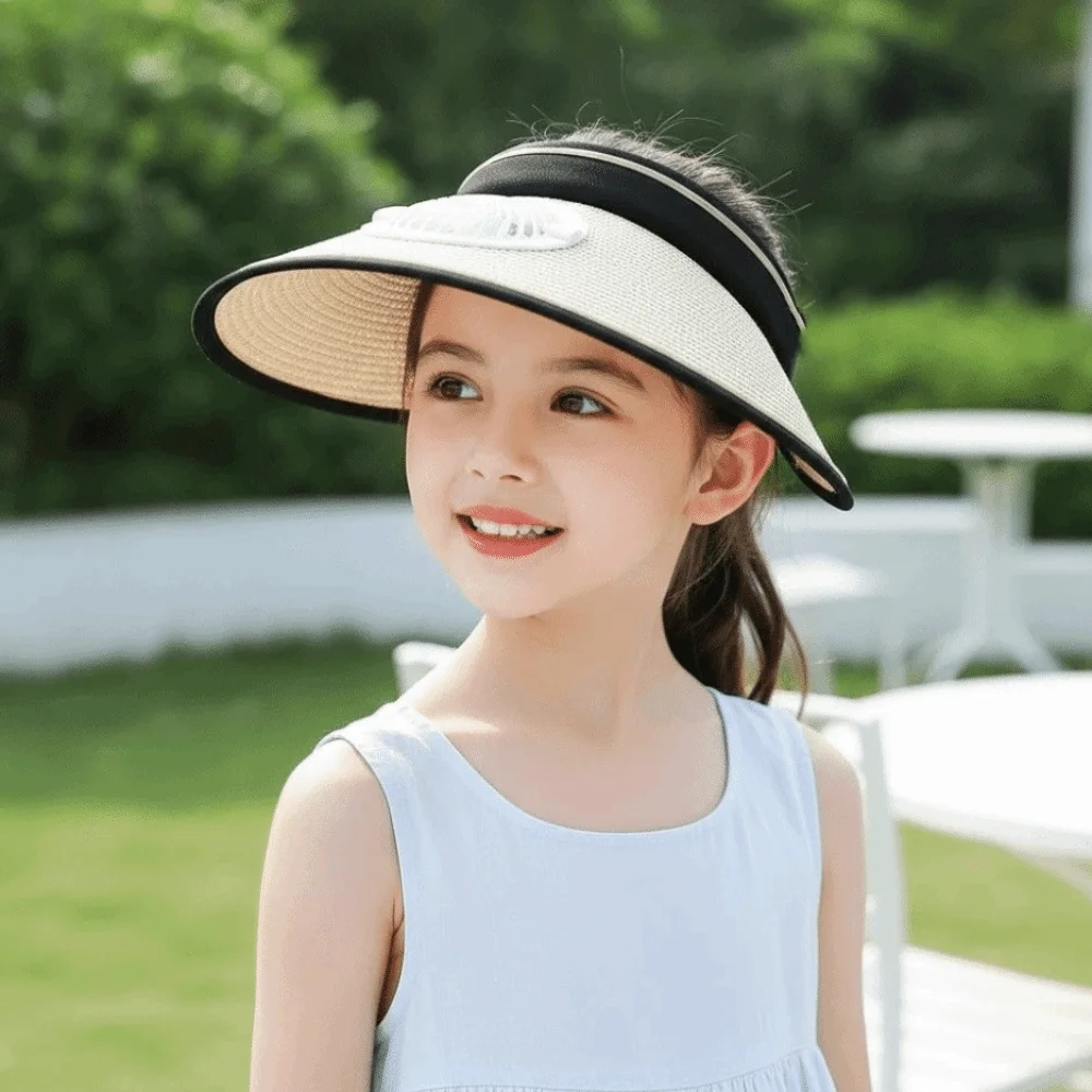 Portable Rechargeable Fan Hat Long-lasting Adjustable Parent-Child Visor Cap Solid Color Versatile Wide Brim Sunscreen Cap