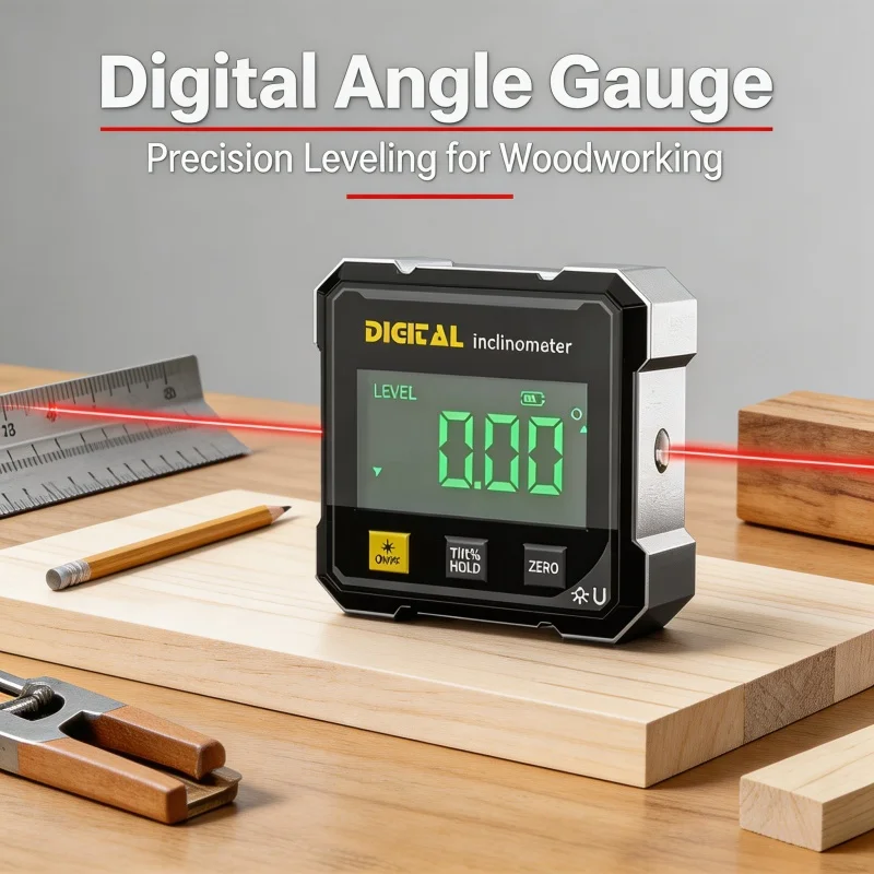 Digital Electronic Level 4 × 90° Magnetic Inclinometer Precision Angle Measuring Instrument for Woodworking Box