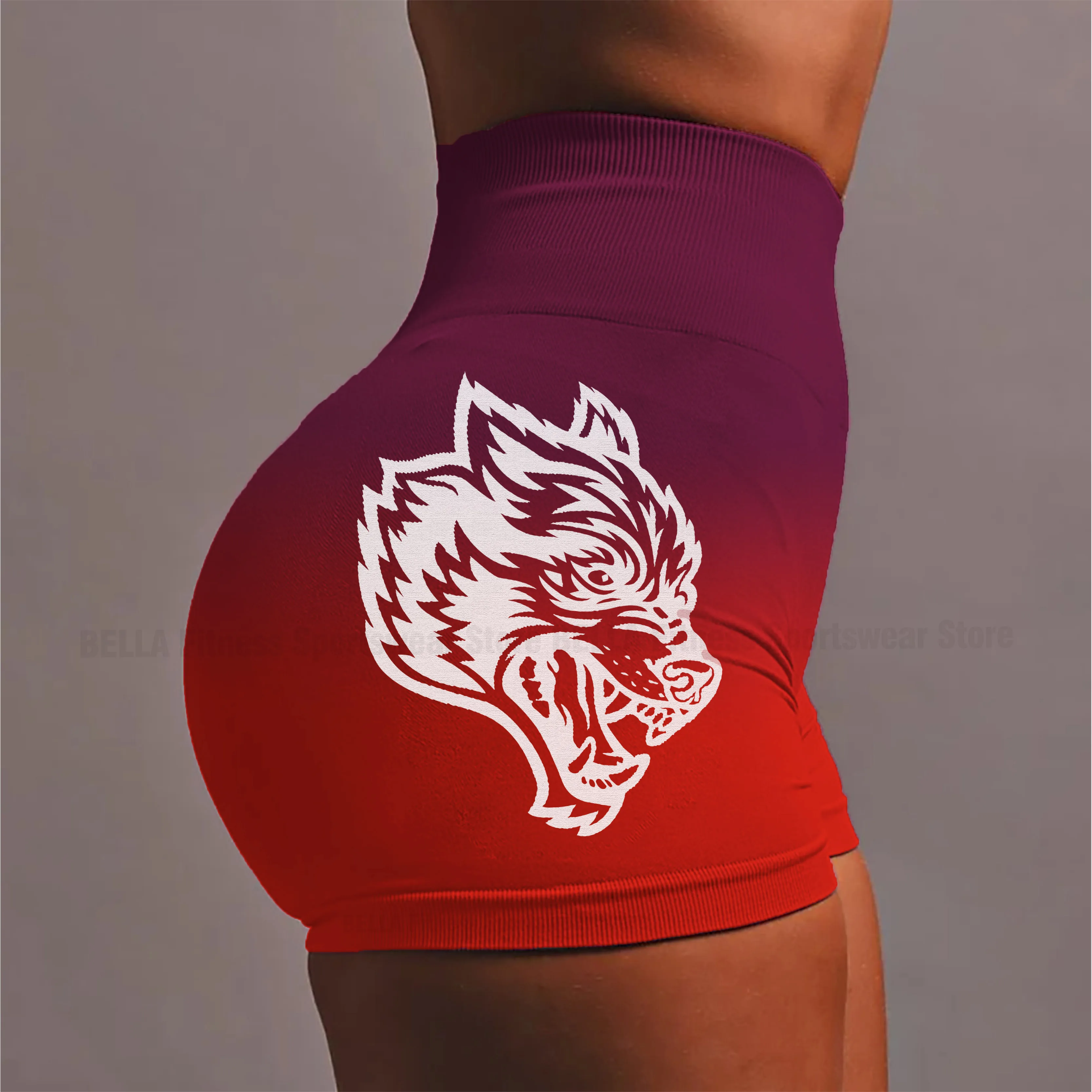 Darc She Short High Waist Wolf Head New Style Sport Wolves Fitness Yoga Pants Push Up Sportwear Workout Yoga Wear Gym Shorts