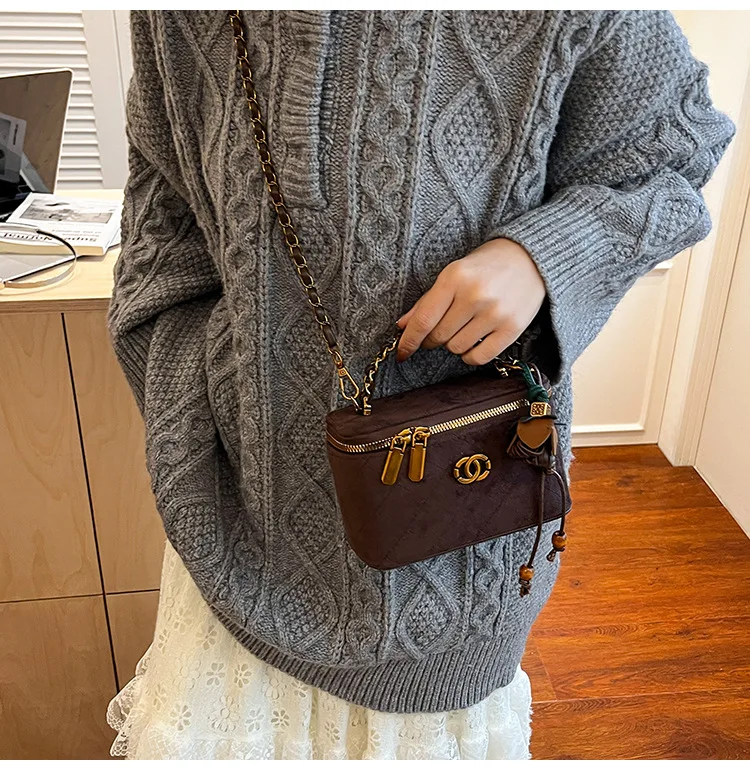 

2025 New Suede Box Bag for Women, Convertible Small Shoulder Purse, Chic Textured Crossbody Clutch for Night Out & Gala