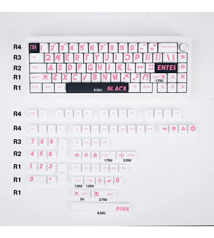 Pink large 133-key mechanical keyboard keycaps PBT sublimation custom cherry original height