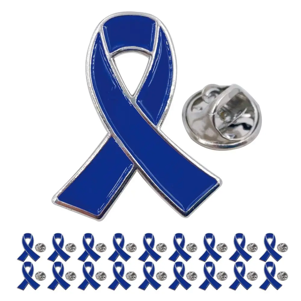 Broche en émail bleu foncé en forme de ruban, pour la sensibilisation au cancer du côlon, produits pour les campagnes de charité publique et les collectes de fonds, cadeau