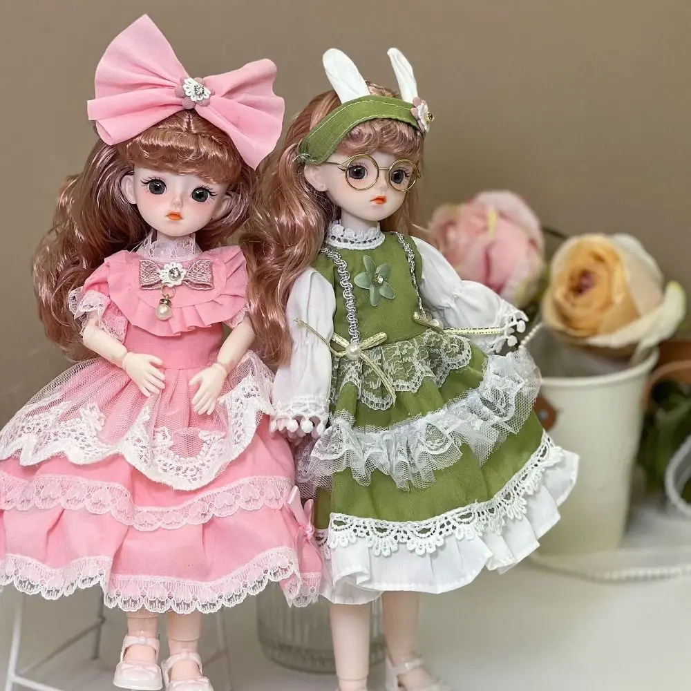 BJD جميلة 30 سنتيمتر فستان دمية Kawaii اللعب فستان ملابس الدمية نظارات لطيف 1/6 دمية تنورة الاطفال