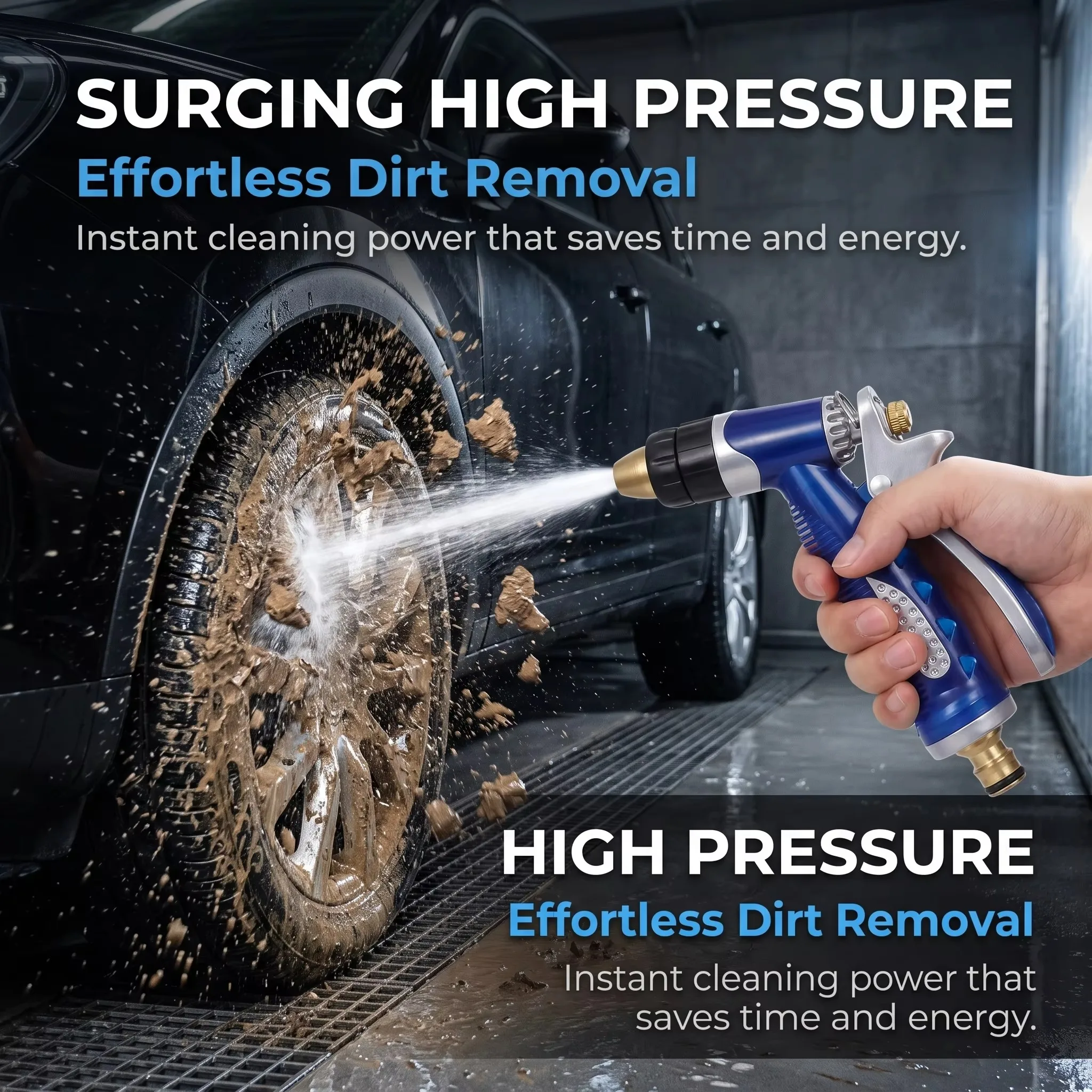Adjustable Brass Nozzle High Pressure Water Gun All Alloy Car Wash Garden Pet Bath Patio Cleaning Sprayer