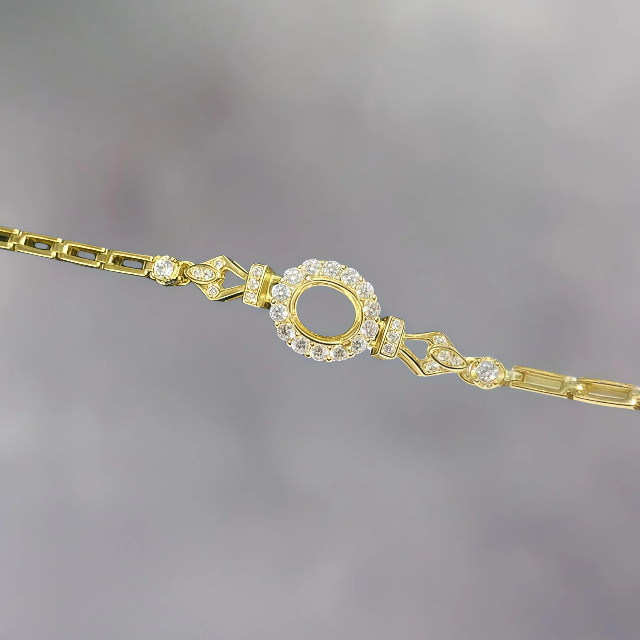 L  S925 Sterling Silver DIY Empty Bracelet Holder Settings 5*6mm Oval Stone Fine Charm Jewelry Design Luxury Zircon for Woman