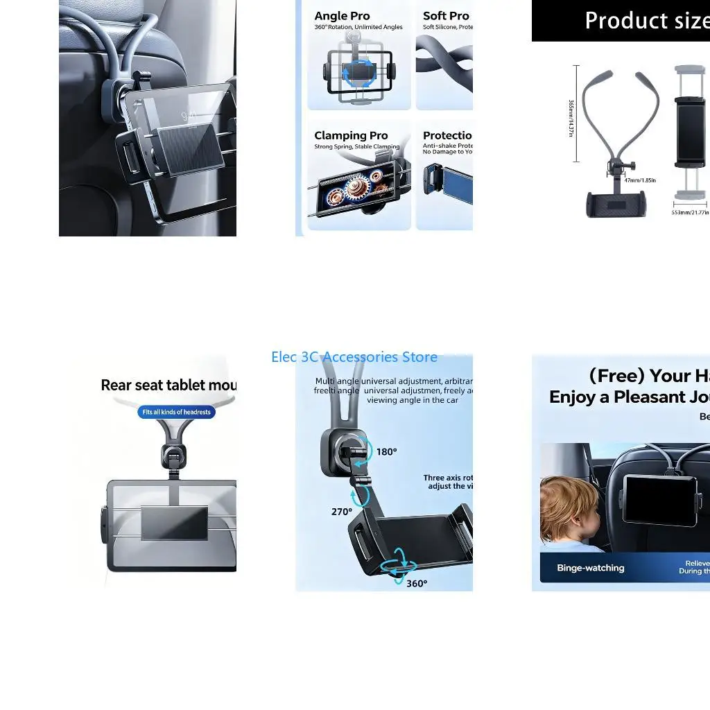 Y51A Angles Adjustable Tablets Stand For Most Car and Other Vehicle Headrests