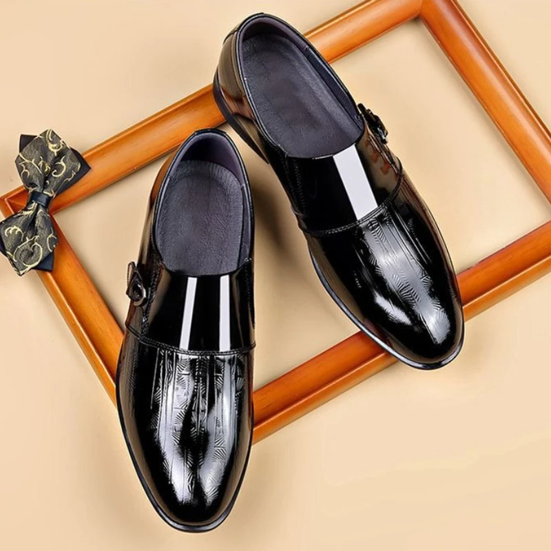 2026 Spring Men Leather Shoes Breathable Patent Leather Business Casual British Style Wedding Dress Shoes