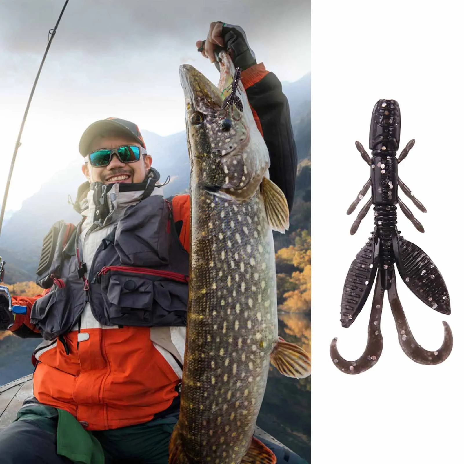 Señuelos de vinilo camarón para pesca en agua dulce y salada - imagen 4