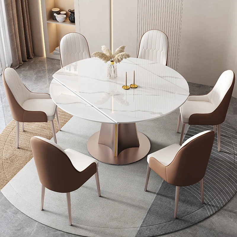 

Extendable Round Dining Table Mobile Foldable Kitchen Coffee Dining Table Marble Balcony Mesa Plegable Garden Furniture Sets