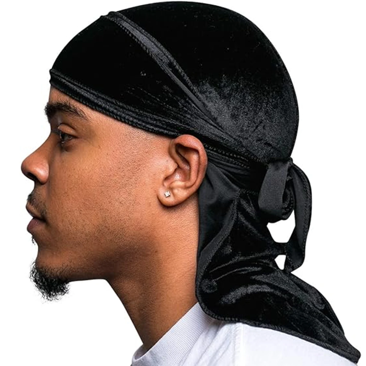 Men's Fashion Turbans Velvet Long Tail Braided Pirate Hat Casual Sports Outdoor Personalized Comfortable Elastic Headband