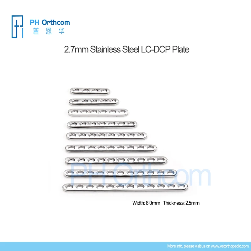 2.7mm LC-DCP Stainless Steel Mini Plate System: Small Fragment Fixation Orthopedic Solution for Dogs Using Veterinary