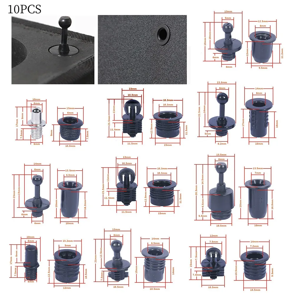 

Simple and Convenient Speaker Grill Installation Kit 10 Pairs Plastic Ball Socket Pegs DIY Audio Speaker Buckles