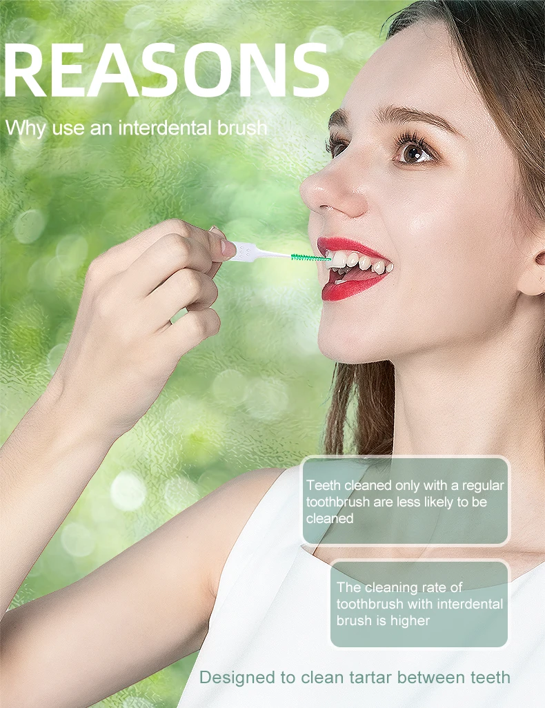 150 Stück/Box Interdentalbürsten Weiche Gummi-Zahnreinigungswerkzeuge Zahnzwischenraum-Reinigung Zahnbürste Mundhygiene-Pflegewerkzeuge – Detail 2