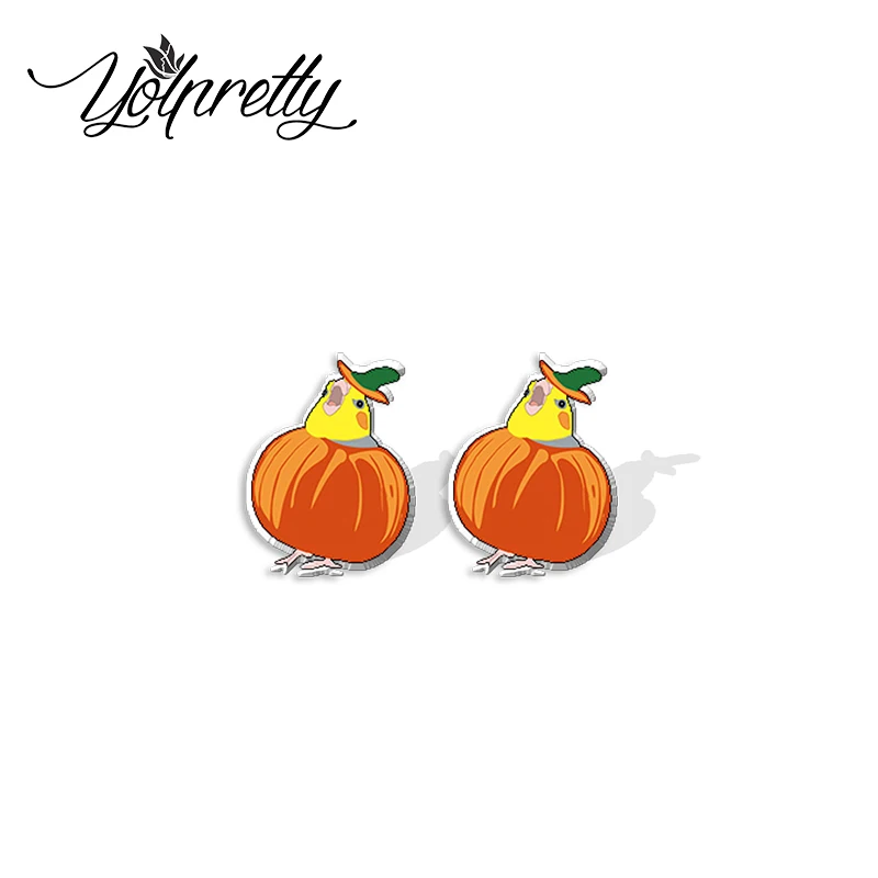 2022 New Arrival Funny Cute Cartoon Cute Parrot Birds Graffiti Epoxy Stud Earrings Handcraft Acrylic Resin Earrings