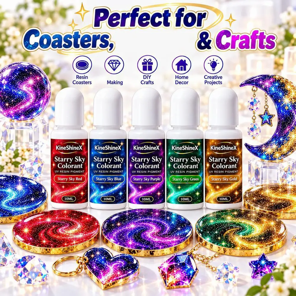 Starry Sky Colorant 10ML UV Resin Droplet Pigment Galaxy Sparkle Starry Sky Colorant for DIY Resin Craft Art Making Dye Liquid