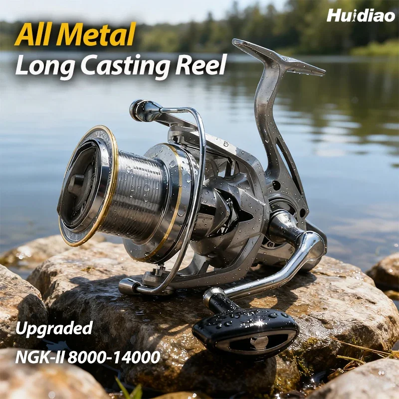 HUIDIAO Upgraded NGK-II Big Spinning Reel for Long Casting 6+1BB Powerful Reel 55lbs Max Drag for Inshore&Offshore Fishing
