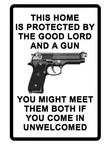NO TRESPASSING Sign Gun and God DURABLE ALUMINUM SIGN NO SOLICITING SIGN #03622