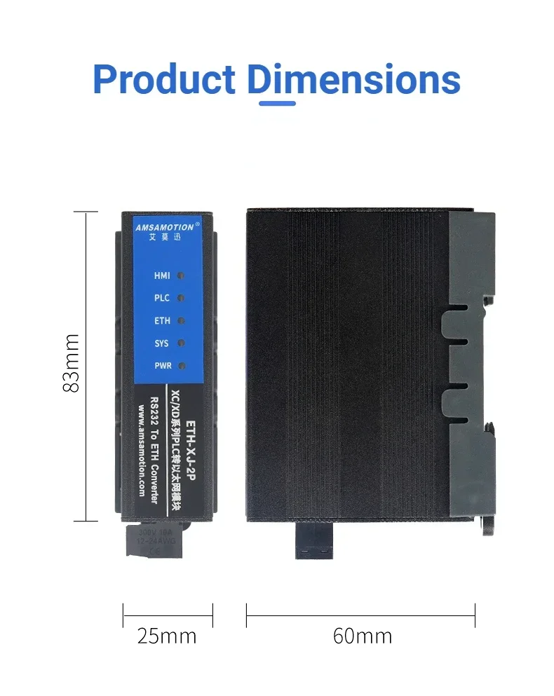 RS232 to ETH Converter Ethernet Module for Xinje  XC XD XL Series PLC Extend Module ETH-XJ-2P