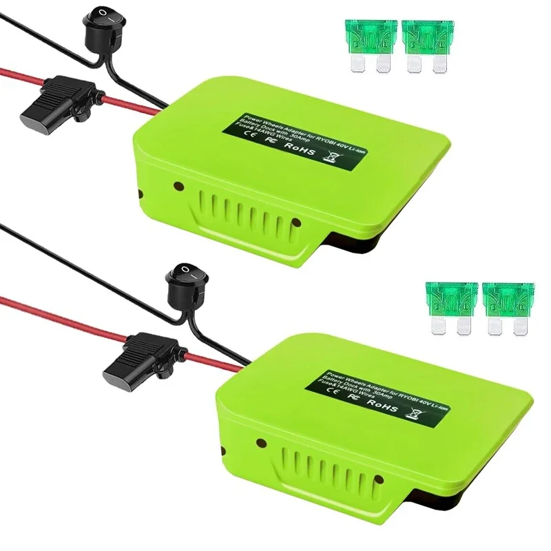 Adaptador de Roda Elétrica com Fusível e Interruptor Conector Faça Você Mesmo Ryobi 40v Li-ion Battery pc Pcs